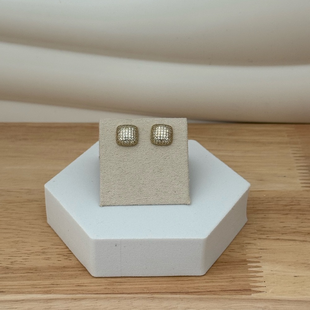 Gold Square Stud Earrings